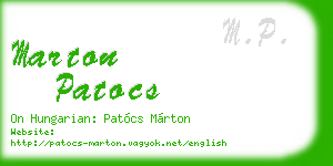 marton patocs business card